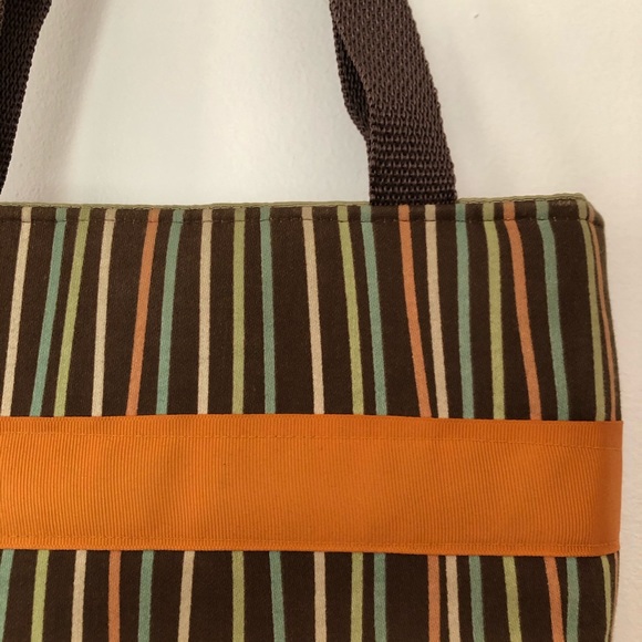 Brown Orange & Green Stripe Print y2k Purse - Picture 2 of 4